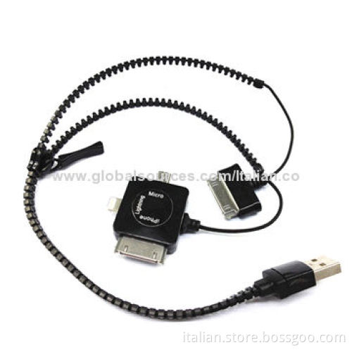 4-in-1 Zip USB Cable for Mobile Phones